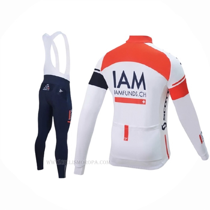 2016 Ropa Ciclismo IAM Blanco Azul Mangas Largas y Culotte Lunga